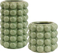 Bubble Vases, Set of 2 Green Ceramic Vases, Short Vases, Ceramic Flower Vases, Unique Vases, Tall Bubble Vases for Coffe Table Decor, Decorative Vases for Living Room, Dining Table, Wedding