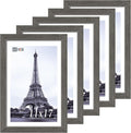 VCK 11x17 Picture Frame 5 Pack, Gray Solid Wood Poster Picture Frame, Exclusive Wood Grain, Wall Mounting Hanging