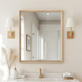 Oak Wood Effect Framed Wall Mirror, 30x36 Rectangle Mirror, 1/8