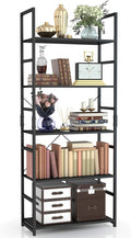 NUMENN 5 Tier Bookshelf, Tall Bookcase Shelf Storage Organizer, Modern Book Shelf for Bedroom, Living Room and Home Office, Black