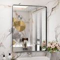 WEER Black Bathroom Mirror for Wall 28X36 Inch, Rectangular Black Metal Framed Vanity Mirror, Farmhouse Bathroom Mirror with Tempered Glass, Rounded Corner, Anti-Rust (Horizontal/Vertical)