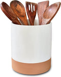 Mora Ceramic Kitchen Utensil Holder - Wooden Spoon & Spatula Crock for Countertop, Modern Farmhouse Home Decor, Extra Large 7.3