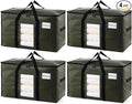 TAILI 4 Pack Green Extra Large Storage Bags, Heavy Duty Totes with Visible Window, Wrap Around Handles, Perfect for Moving