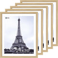 VCK 24x30 Oak Wood Frame for Poster & Picture, Natural Solid Wood Photo Frames 5 Pack, Wall Mounting Hanging
