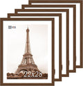 VCK 22x28 Picture Frame 5 Pack, Brown Wood Poster Frame with Exclusive Wood Grain, Wall Hanging