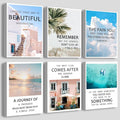 Inspirational Quotes Wall Art,Motivational Wall Art Decoration Painting, landscape Canvas Wall Art,Suitable for Library, Office,Living Room,Home Deco,Tabletop/Hanging,|6-pack 29 x 38 cm framed 5