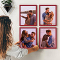 Renditions Gallery Set of 4, 11X14 Custom Photo Prints with Real Wood Picture Frames. Create Personalized Photos with Peel & Stick Photo Frames. Red Frame