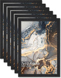 Engineered Wood 7x10 Picture Frame Set of 6, Black Frame for 7 x 10 Inch Picture Poster Photo, Light Weight 7 by 10 Frame with Wood-grain for Wall - 6 Pack/Black/7