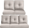 22x25/22x24 Outdoor Cushions for Patio 5 Piece Set - Set of 5 Water-Resistant Replacement Cushion for Wicker Rattan Dining Rocking Swivel Chairs Loveseat Couch Sectional Sofa - Beige/Button