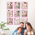Renditions Gallery Set of 9, 11X14 Custom Photo Prints with Real Wood Picture Frames. Create Personalized Photos with Peel & Stick Photo Frames. Pink Frame