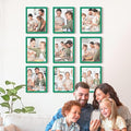 Renditions Gallery Set of 9, 11X14 Custom Photo Prints with Real Wood Picture Frames. Create Personalized Photos with Peel & Stick Photo Frames. Green Frame