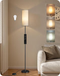 64.4” Dimmable Floor Lamp for Living Room with Remote and Foot Switch, Corner Floor Lamp for Bedroom, 10W 900LM LED Bulb Included, Modern Standing Tall Lamp, 3000K-6500K, Beige, FCC Listed E06LD05W1