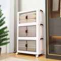Luxdecor 300Qt Storage Bins With Lids-Stackable Plastic Storage Bins on Wheels, Closet Organizers and Storage,Collapsible Storage Cabinet with Doors for Office Garage Kitchen Under Stairs,5 Tier White