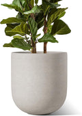 LE TAUCI 12 Inch Pots for Plants, Ceramic Large Planters for Indoor Plants, Indoor Plant Pots for Home Garden Patio Office, Planter Pots with Drainage Hole and Rubber Plug, Neutral Gray