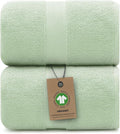 100% Organic Luxury Bath Sheets - GOTS Certified - Extra Large 35x70 Inches (Pack of 2) Zero-Twist, Long-Staple Cotton Bath Sheet Set (Eucalyptus Green)