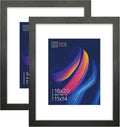 VCK 16x20 Picture Frame Set of 2 Display Pictures 11x14 with Mat or 16x20 Without Mat, Wall Gallery Poster Frames,Horizontal and Vertical Formats Black
