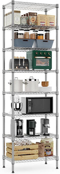8 Tier 2000 lbs Storage Rack Metal Wire Shelving Unit, Storage Standing Shelf Organizer for Laundry Bathroom Kitchen Pantry Closet Garage Utility Room, Chrome 13.8