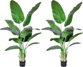 2Packs 5FT Artificial Bird of Paradise Plant,Faux Palm Tree Potted Plant with Real Touch Leaves,Fake Trees for Home Living Room Office Indoor Outdoor Decor(5 FT-2Packs)