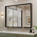 DENRICK Black Framed Mirror for Bathroom 48 x 30 Inch Matte Black Bathroom Mirrors, Mirror, Metal Farmhouse Mirrors (Horizontal/Vertical)