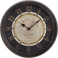 16 Inch Vintage Wall Clock, Silent Non-Ticking Quartz Battery Operated Decorative Clock for Home, Kitchen, Living Room, Dining Room, Office, Gold Brown Arabic Number