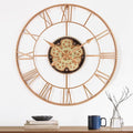 29 Inch Large Wall Clocks for Living Room Decor with Moving Gears,Large Wall Clock Industrial Steampunk,Oversized Metal Analog Wall Clocks for Farmhouse Home Battery Operated