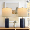 20.25/inch Modern Ceramic Table lamp Set of 2 Small Farmhouse Bedside lamp Dark Blue Nightstand Lamp End Table Lamps for Living Room Bedroom Study Office AMZ-T1109BL0