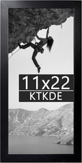 KTKDE 11x22 Newspaper Frame wooden Black with Polished Plexiglass,Poster Frame Studio Gallery Horizontal and Vertical Art Prints of The Walls