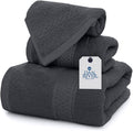 DAN RIVER 100% Ring Spun Cotton 3-Piece Towel Set, Charcoal, Bath Towel, Hand Towel and Washcloths, 550 GSM - Soft, Absorbent Quick Dry Cotton Towels for Bathroom, Spa, and Gym
