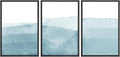 SIGNWIN 3 Piece Framed Canvas Wall Art Blue Wash Brushstroke Watercolor Nature Wilderness Illustrations Abstract Traditional Home Artwork Decoration for Living Room,Bedroom - 24