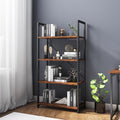 VERMESS 4 Tier Bookshelf, Tall Book Shelf, Vintage Industrial Bookcase with Open Display Shelves, Wood Storage Shelving Unit Metal Frame Standing Bookshelves for Bedroom/Home/Office, Rustic Brown