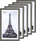 VCK 14x24 Frame 5 Pack, Gray Solid Wood Picture Frame, Exclusive Wood Grain, Wall Gallery Frame