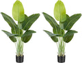 Lifelike Bird of Paradise Artificial Plant,4ft Faux Banana Leaf Tree with 9 Trunks - Perfect Indoor Silk Floor Plant for Home Decor in Living Room, Office, and Bedroom (Set of 2)