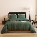 Luxlovery Striped Comforter Set King Men Dark Green Bedding Set Geometric Modern Stripe Pattern Blanket Quilts Durable Lightweight All Season 3PCS Comforter Set King Bed