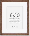 8x10 Wood Picture Frame, Solid Oak Wood Frame 10x8 for Wall & Tabletop Display, 5x7 Picture Frame with Mat 8x10, 8 x 10 Photo Frame Wood with Tempered Glass, Walnut Color, 1 Pack