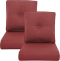 Outdoor Wicker Chair Cushions 2 Packs - Outside High Back Thick Water-Resistant Cushion 22x24 with Zipper Cover for Patio Glider Rocking Chairs Loveseat Couch – Red/Buckle