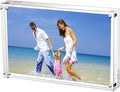 AMEITECH Acrylic Photo Frames 6x8'', Magnetic Acrylic Block Picture Frame,Desktop Frameless Photograph Display