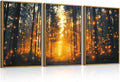 Large Magical Firefly Forest Framed Canvas Wall Art,Enchanted Night Nature Wall Decor,Moody Twinkling Firefly Artwork,Mystical Woodland Art Print for Living Room, Bedroom, Office- 24
