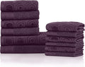Superior Honeycomb 100% Cotton 500 GSM 12 Piece Bath Towel Set, 6 Washcloths, 4 Hand, 2 Bath Towels, Ideal for Bathroom, Kitchen or Beach, Quick Dry, Jacquard and Solid, Mid-Weight, Black