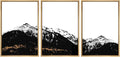 SIGNWIN 3 Piece Framed Canvas Wall Art Black and White Mountain Tops Photo Nature Wilderness Illustrations Abstract Traditional Home Artwork Decoration for Living Room,Bedroom - 16