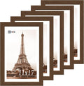 VCK 11x17 Picture Frame 5 Pack, Brown Wood Poster Frame with Exclusive Wood Grain, Wall Hanging