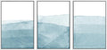 SIGNWIN 3 Piece Framed Canvas Wall Art Blue Wash Brushstroke Watercolor Nature Wilderness Illustrations Abstract Traditional Home Artwork Decoration for Living Room,Bedroom - 16