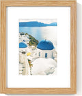 Axeman Solid Oak Wood Frame 8x10 With Mat - Plexiglass & Hanging Hardware Included - Wall & Tabletop Display - Natural