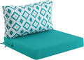 idee-home Outdoor Cushions for Patio Furniture, Outdoor Seat Cushion, Waterproof Hampton Bay Deep Seat Replacement Couch Chair Cushions for Garden Lawn Backyard Deck, 26.5 x 26.5 Peacock Blue Pattern