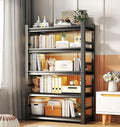 Tall Bookshelf with Open Shelves, Metal Office Book Shelf, Adjustable Organizer Bookcase, Standing Storage Organizer Shelf for Living Room (47.2