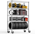 5-Shelf Storage Shelves,Wire Shelving Heavy Duty Metal Storage Shelving Unit Adjustable Garage Shelving Rack Pantry Kitchen (Chrome, 5 Tier,17.7