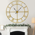 Large Wall Clock for Living Room Decor – 48 Inch Silent Non-Ticking Modern Farmhouse Wall Clock, Oversized Decorative Metal Roman Numeral Clock, Gold