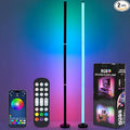 Corner Floor Lamp, Smart RGB Floor Lamp with Music Sync and 16 Million Colors, Color Changing Standing Floor LED Lights for Bedroom Living Room Decor, Ambient Mood Lighting Gaming Black (2 Pack)