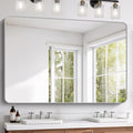 FORBATH 60x40 Inch Silver Bathroom Mirror for Over Sink, Large Rectangular Wall Mirror with Metal Frame, Rounded Corners for Bathroom, Bedroom, Entryway Decor (Horizontal or Vertical)