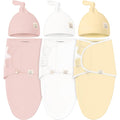 KeaBabies 3-Pack Swaddles for Newborns, Girls, Boys with Hats - Organic Soft Baby Sleep Sacks, Breathable Baby Swaddle 3-6 Months Beanies Set, Premie Infant Sleep Sack 0-3 Months (Daffodil)