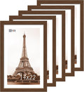 VCK 14x22 Frame Set of 5, Brown Wood Picture Frame, Exclusive Wood Grain, Wall Hanging